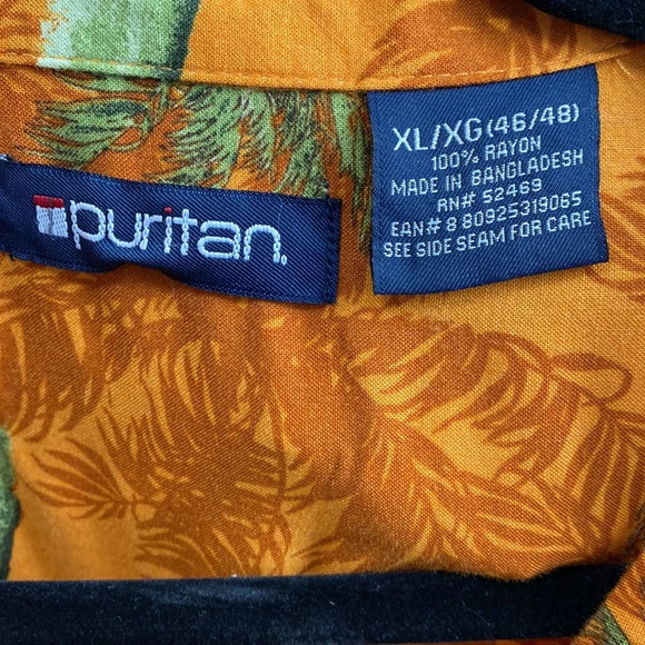 Vintage Puritan Orange Green Vacation Palm Tree Hawaiian Tropical Shirt Size XL - Picture 6 of 8